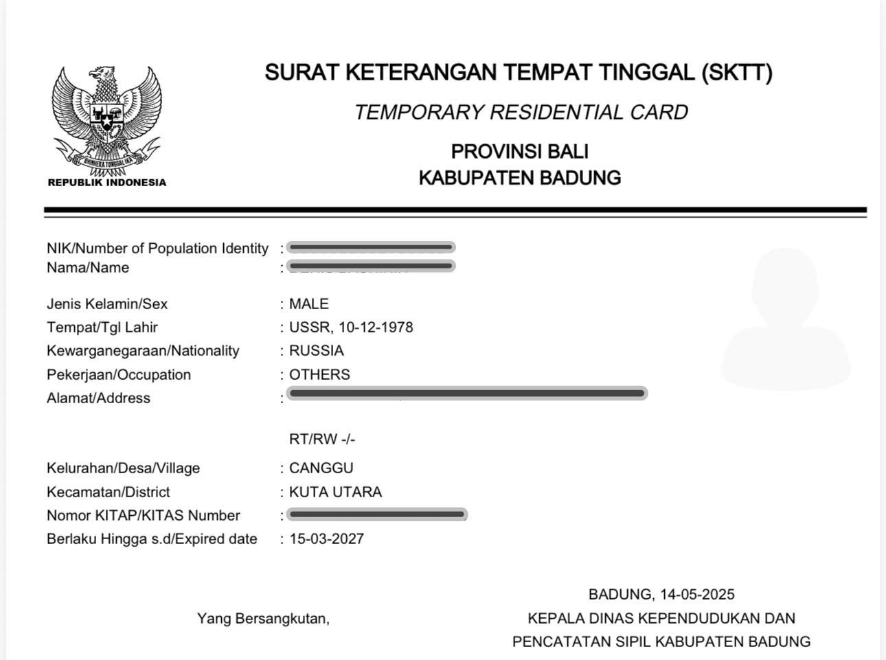 SKTT / Domicile Letter